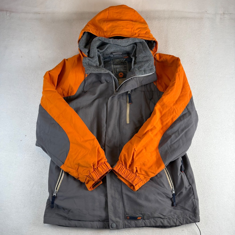 American Eagle Boardercross Jacket Mens Medium Grey Orange Fleece Lined Hooded